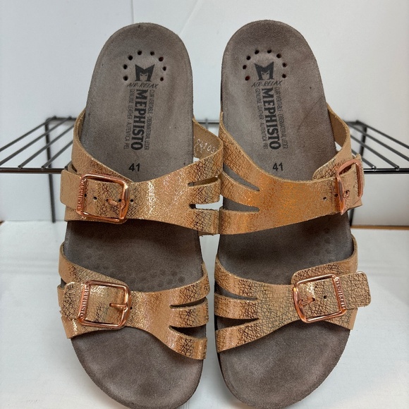 Women’s Mephisto Helisa Metallic Sandals Size 41 - Picture 2 of 6